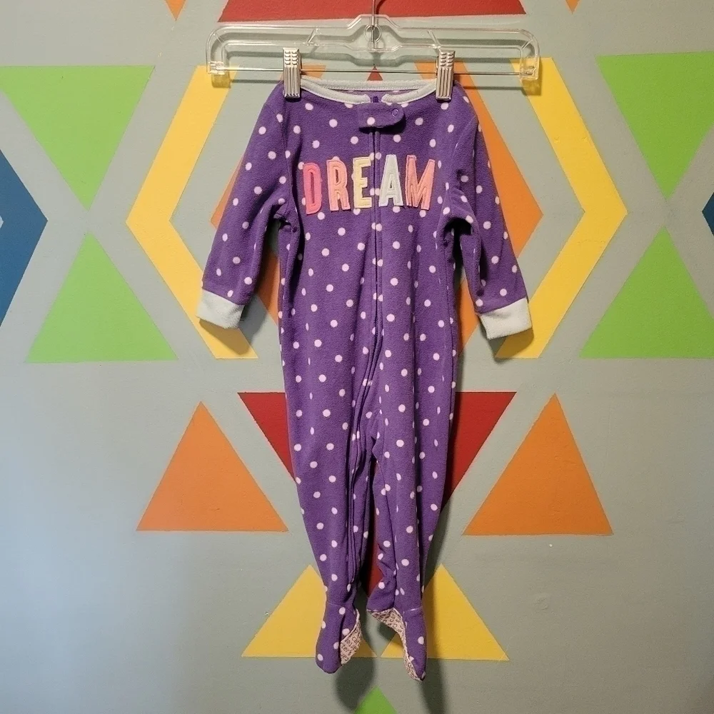 Set Of 2 Carter's Girl's Footie Pajamas Side Foot Zip-Up Size 12 Months